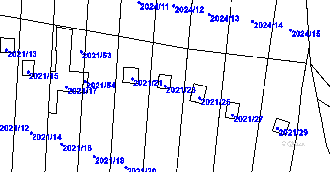 Parcela st. 2021/23 v KÚ Česká Ves, Katastrální mapa