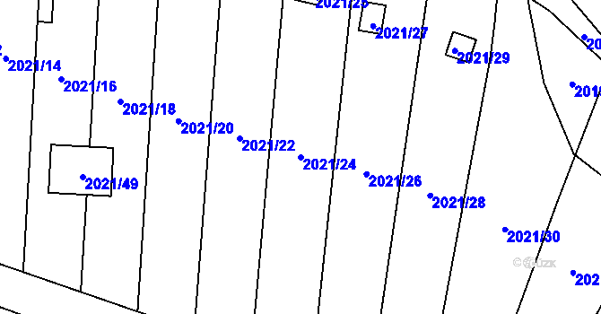 Parcela st. 2021/24 v KÚ Česká Ves, Katastrální mapa