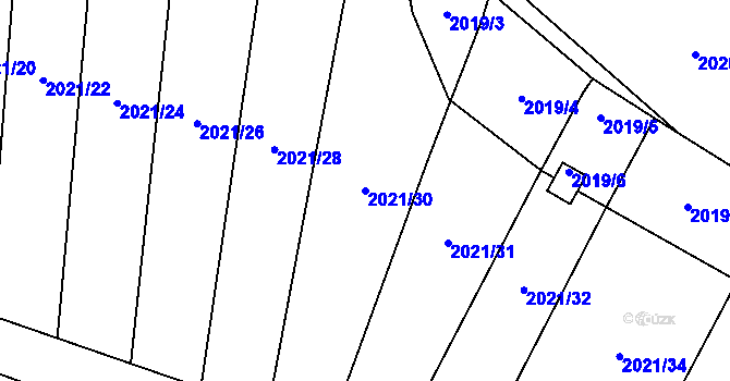 Parcela st. 2021/30 v KÚ Česká Ves, Katastrální mapa