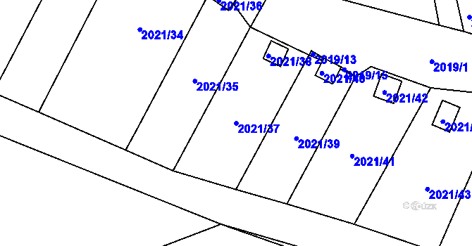 Parcela st. 2021/37 v KÚ Česká Ves, Katastrální mapa