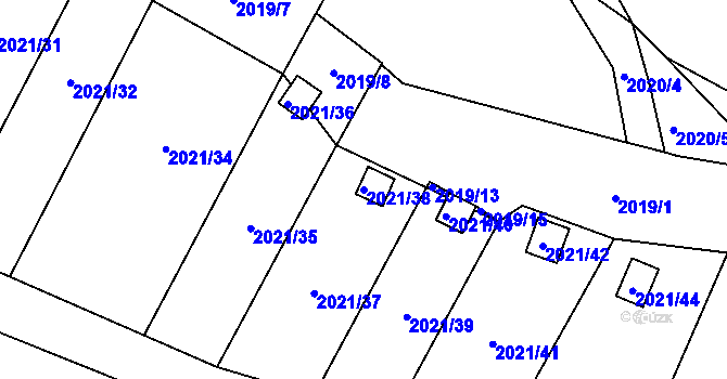 Parcela st. 2021/38 v KÚ Česká Ves, Katastrální mapa