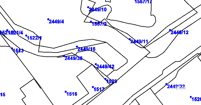 Parcela st. 2449/5 v KÚ Česká Ves, Katastrální mapa
