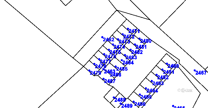 Parcela st. 2476 v KÚ Česká Ves, Katastrální mapa