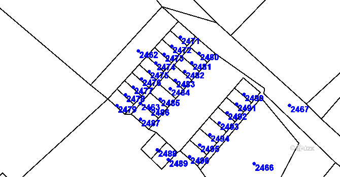 Parcela st. 2484 v KÚ Česká Ves, Katastrální mapa