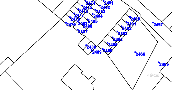 Parcela st. 2488 v KÚ Česká Ves, Katastrální mapa