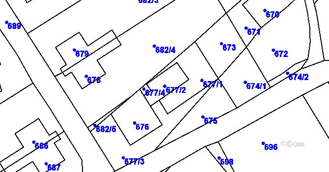 Parcela st. 677/2 v KÚ Česká Ves, Katastrální mapa