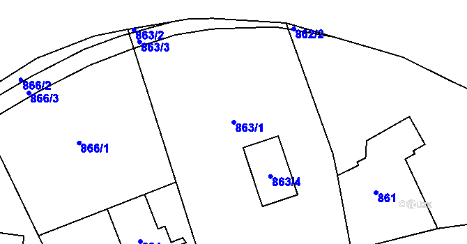Parcela st. 863/1 v KÚ Česká Ves, Katastrální mapa
