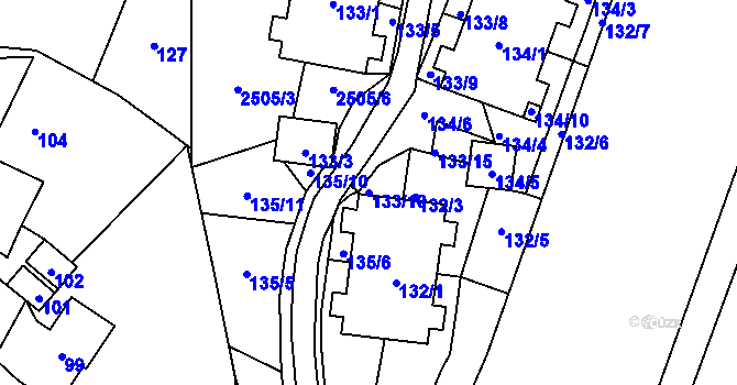 Parcela st. 133/10 v KÚ Česká Ves, Katastrální mapa