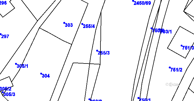 Parcela st. 255/3 v KÚ Česká Ves, Katastrální mapa