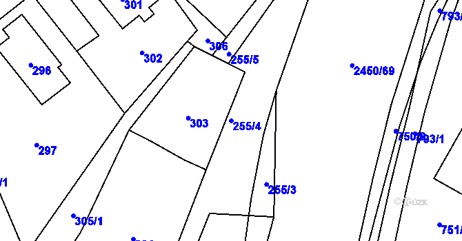 Parcela st. 255/4 v KÚ Česká Ves, Katastrální mapa