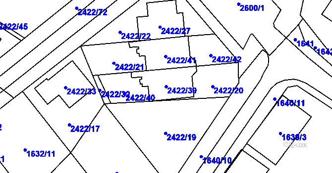Parcela st. 2422/39 v KÚ Česká Ves, Katastrální mapa