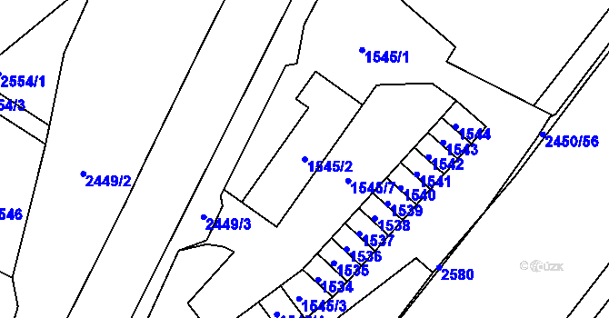 Parcela st. 1545/2 v KÚ Česká Ves, Katastrální mapa