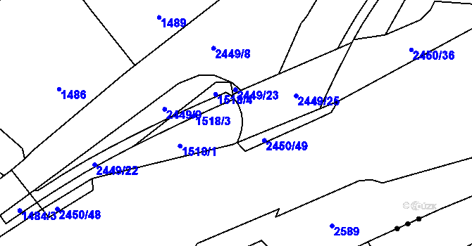 Parcela st. 2449/24 v KÚ Česká Ves, Katastrální mapa