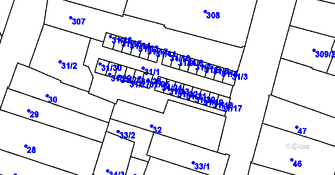 Parcela st. 31/23 v KÚ České Budějovice 1, Katastrální mapa