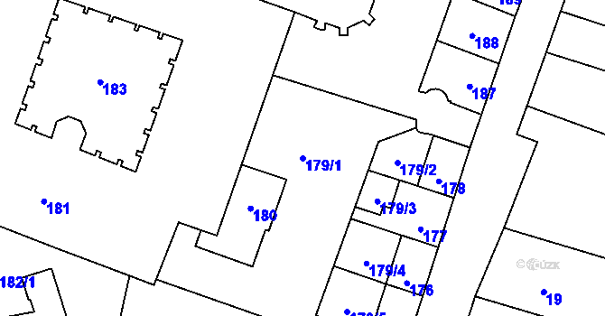 Parcela st. 179/1 v KÚ České Budějovice 1, Katastrální mapa