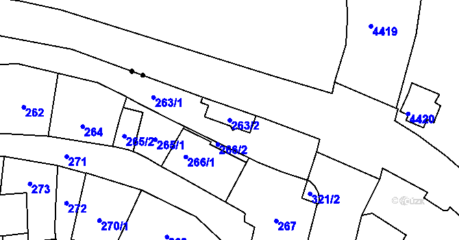 Parcela st. 263/2 v KÚ České Budějovice 1, Katastrální mapa