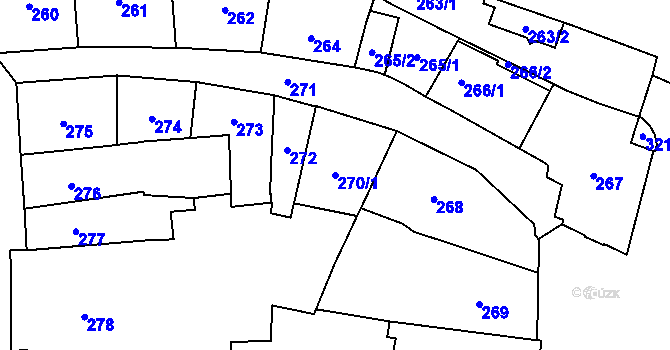 Parcela st. 270/1 v KÚ České Budějovice 1, Katastrální mapa