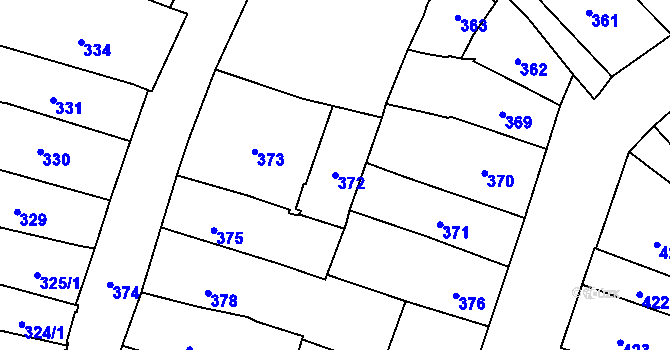Parcela st. 372 v KÚ České Budějovice 1, Katastrální mapa