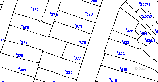 Parcela st. 376 v KÚ České Budějovice 1, Katastrální mapa