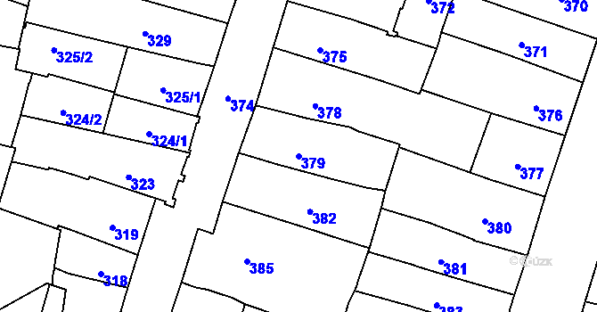 Parcela st. 379 v KÚ České Budějovice 1, Katastrální mapa