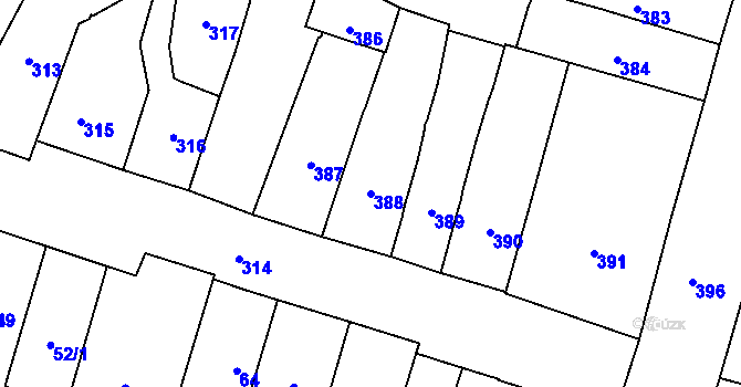 Parcela st. 388 v KÚ České Budějovice 1, Katastrální mapa