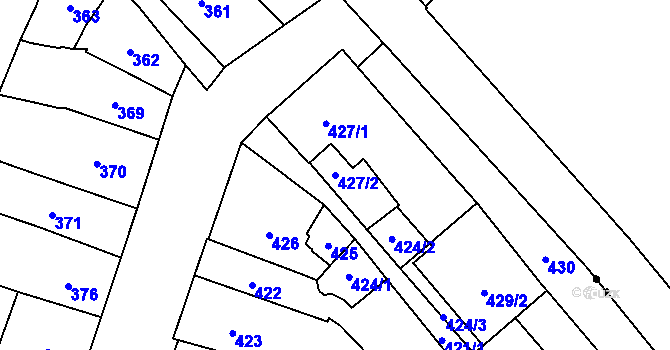Parcela st. 427/2 v KÚ České Budějovice 1, Katastrální mapa