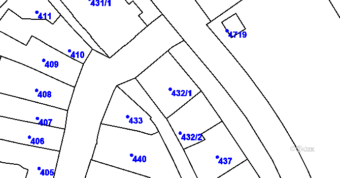 Parcela st. 432/1 v KÚ České Budějovice 1, Katastrální mapa