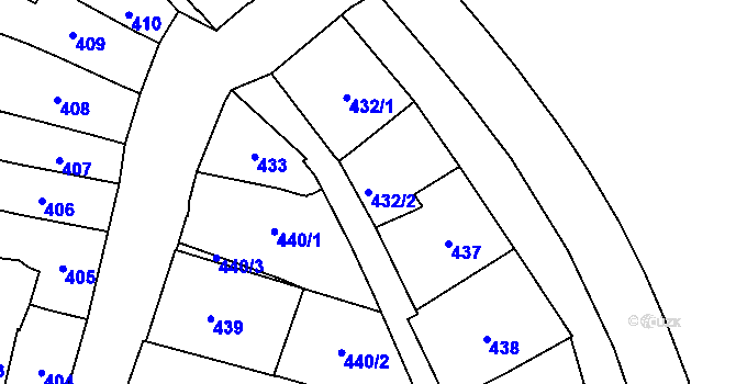 Parcela st. 432/2 v KÚ České Budějovice 1, Katastrální mapa
