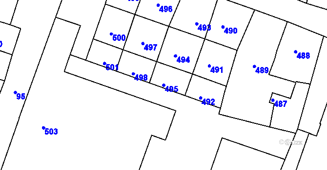 Parcela st. 495 v KÚ České Budějovice 1, Katastrální mapa