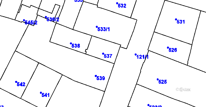 Parcela st. 537 v KÚ České Budějovice 1, Katastrální mapa
