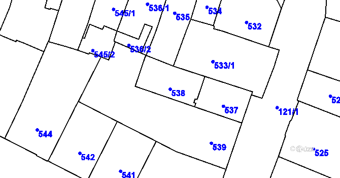 Parcela st. 538 v KÚ České Budějovice 1, Katastrální mapa