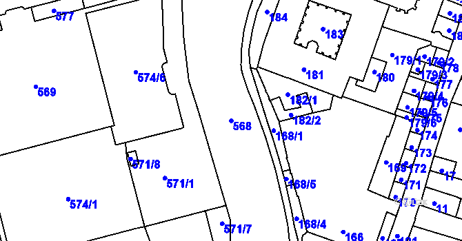 Parcela st. 568 v KÚ České Budějovice 1, Katastrální mapa