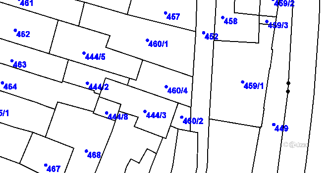 Parcela st. 460/4 v KÚ České Budějovice 1, Katastrální mapa