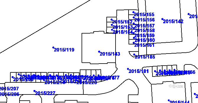 Parcela st. 2015/143 v KÚ České Budějovice 2, Katastrální mapa