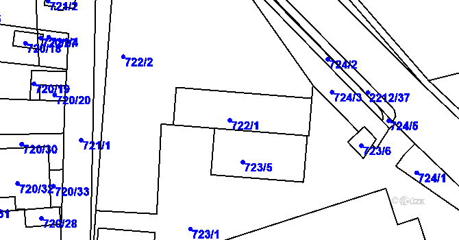 Parcela st. 722/1 v KÚ České Budějovice 2, Katastrální mapa