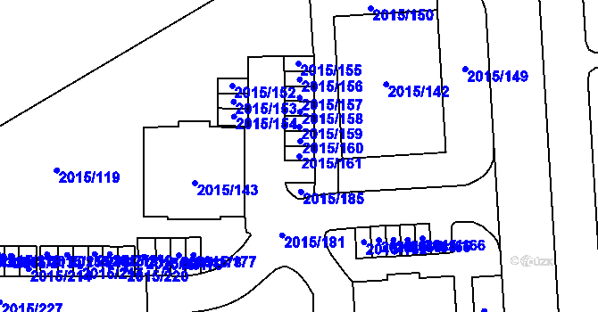 Parcela st. 2015/161 v KÚ České Budějovice 2, Katastrální mapa