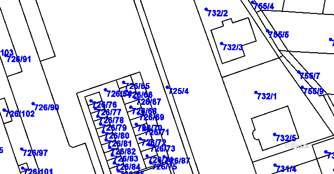 Parcela st. 725/4 v KÚ České Budějovice 2, Katastrální mapa