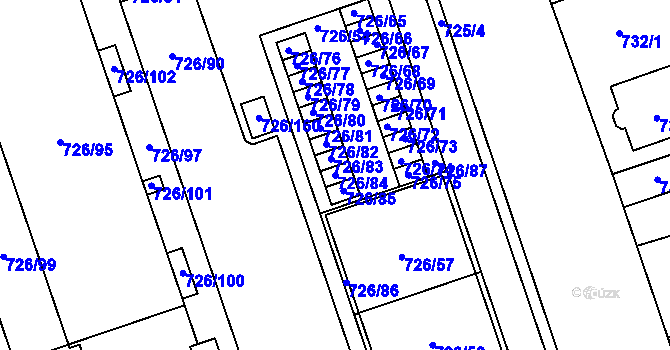 Parcela st. 726/84 v KÚ České Budějovice 2, Katastrální mapa