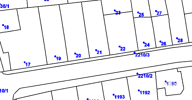 Parcela st. 21 v KÚ České Budějovice 2, Katastrální mapa