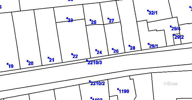 Parcela st. 24 v KÚ České Budějovice 2, Katastrální mapa