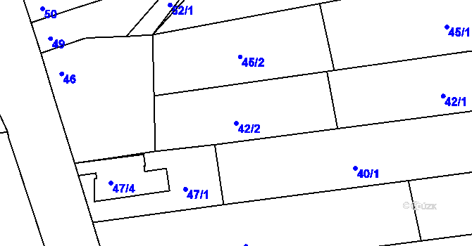 Parcela st. 42/2 v KÚ České Budějovice 2, Katastrální mapa