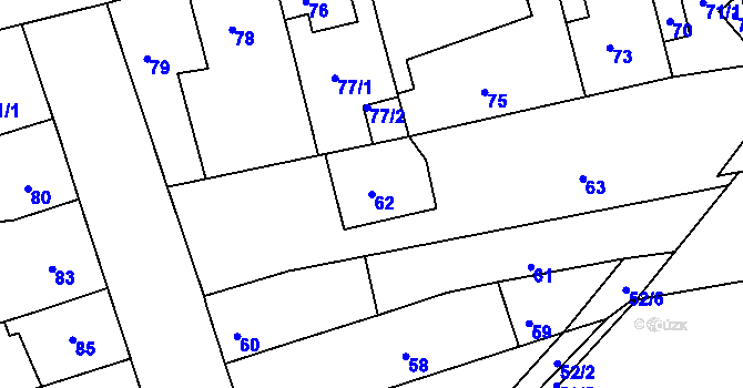 Parcela st. 62 v KÚ České Budějovice 2, Katastrální mapa
