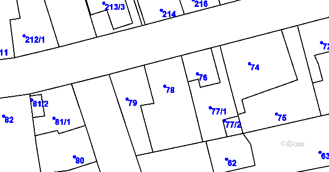 Parcela st. 78 v KÚ České Budějovice 2, Katastrální mapa