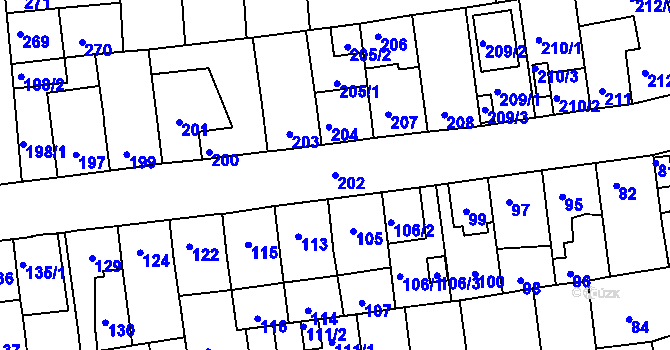 Parcela st. 202 v KÚ České Budějovice 2, Katastrální mapa