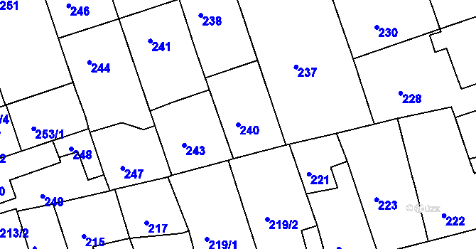 Parcela st. 240 v KÚ České Budějovice 2, Katastrální mapa