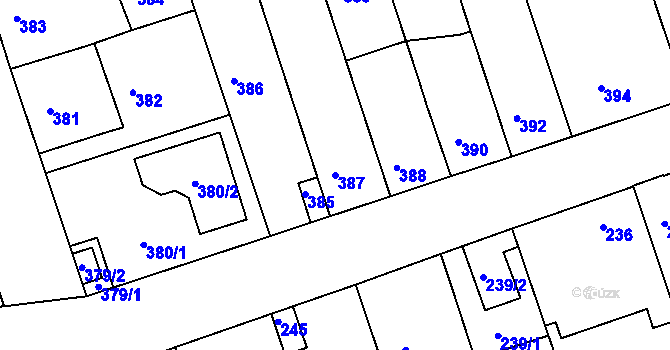 Parcela st. 387 v KÚ České Budějovice 2, Katastrální mapa