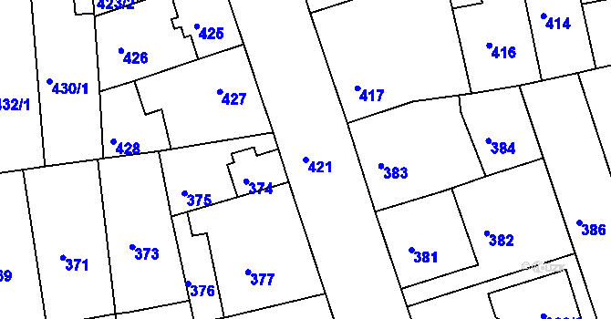 Parcela st. 421 v KÚ České Budějovice 2, Katastrální mapa