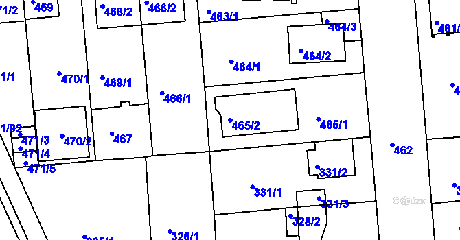 Parcela st. 465/2 v KÚ České Budějovice 2, Katastrální mapa