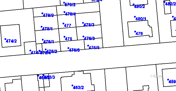 Parcela st. 476/5 v KÚ České Budějovice 2, Katastrální mapa