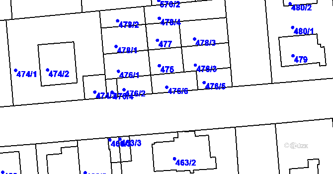 Parcela st. 476/6 v KÚ České Budějovice 2, Katastrální mapa